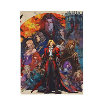 DRACULA RISES AT THE BREAK OF NIGHT Video Game Inspired Abstract Collage Blanket