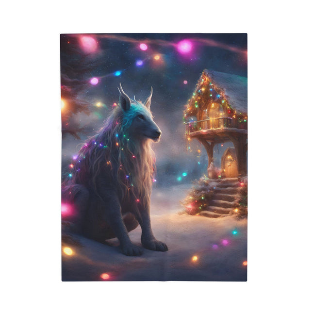 Mythical Beasts Christmas Blanket, Kids Adults Mystical Animal Plush Throw, Festive Fantasy Lovers Gift, Snow Creatures Holiday Twin Cover