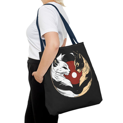 Cat Lovers Tote | Moon Lit Love Cat Grocery Bag | Feline Frisky Office Travel Carrier | Moonlight Kittens Cotton Traveler Tote