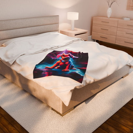 GLOWING WATERFALL CAVERN COSMIC PUPPY Blanket - Neon Crystal Collar Dog Bed Cover