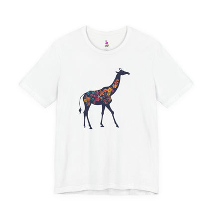 FLORAL GIRAFFE SILHOUETTE T-Shirt - Beautiful Wildlife Botanical Art Tee