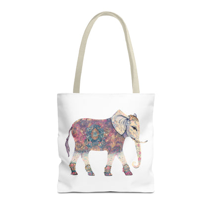Elephant Lovers Tote | Majestic Color Pattern Custom Grocery Bag | Animal Gift Office Travel Carrier | Wild Woodland Business Traveler