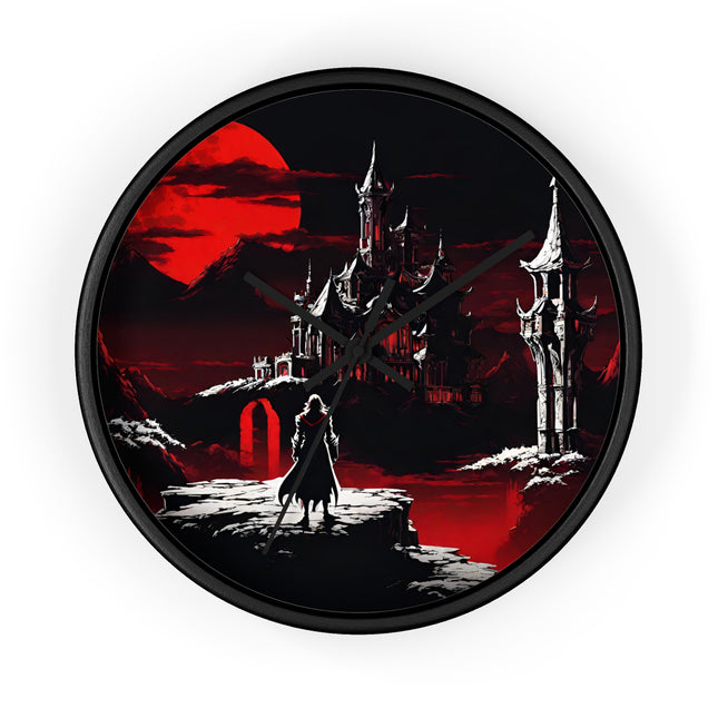 ONWARD UNTO THE WALLS OF EVIL Wall Clock - Retro Gaming Vampire Castle Decor