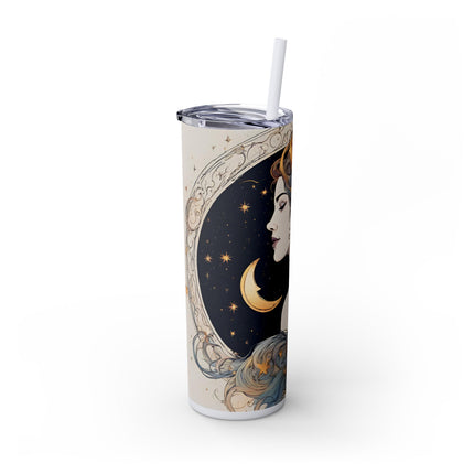 MOON GODDESS Skinny Tumbler - Celestial Astrology Beauty Night Sky Cup