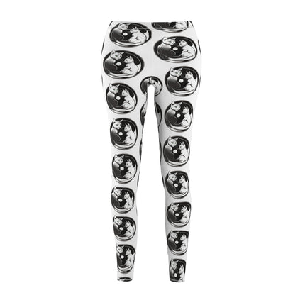 Midnight Cat Yin Yang Skinny Leggings, Moonlight Cats Lounge Tights, Green Eyed Kitties Elastic Exercise Jogging Pattern Yoga Pants