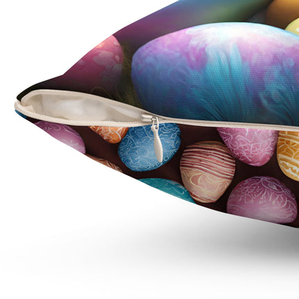 EASTER MORNING BUNNY and Eggs Decorative Pillow