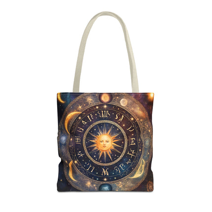 Moon Phases Tote Bag | Lunar Cycle Astronomy Wiccan Grocery Bag | Solstice Home Office Laptop Carrier | Solar System Travel Overnight Gift