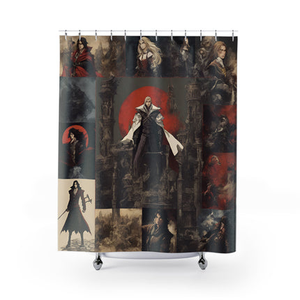 A WARRIOR EMERGES Video Game Inspired Abstract Collage Shower Curtain