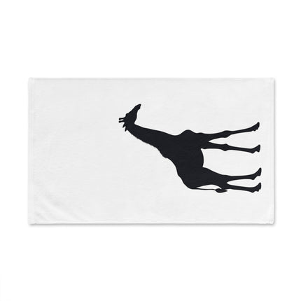 Giraffe Hand Towel | Black Outline Silhouette Animal Decor | Bathroom Accent Drying Cloth | Spring & Summer Shadow Savana Polyester Gift