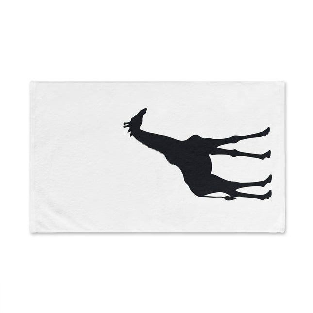 Giraffe Hand Towel | Black Outline Silhouette Animal Decor | Bathroom Accent Drying Cloth | Spring & Summer Shadow Savana Polyester Gift
