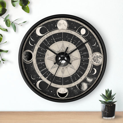 WICCAN MOON PHASES Wall Clock - Lunar Cycle Pagan Astronomy Decor