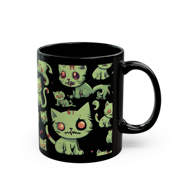 Zombie Cat Coffee Mug Gift, Cute Walking Dead Undead Kittens Tea or Cocoa Cup, Kids or Adults Home Work Office Morning Caffeine Mug