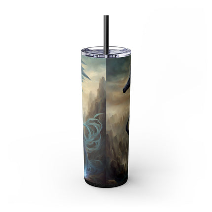 MAJESTIC MYTHS Skinny Tumbler - Electrified Blue Shock Pegasus Fantasy Traveler
