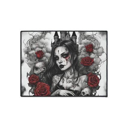 Withering Beauty Floor Mat, Rose Blossom Rug, Skull and Flowers Mat, Cloud Castle Rug