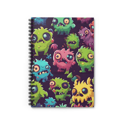 Kids Monster Fun Spiral Notebook | Gross Out Furry Creatures Colorful Rule Line Paper | Cute Fuzzy Little Monsters Child Beast Journal