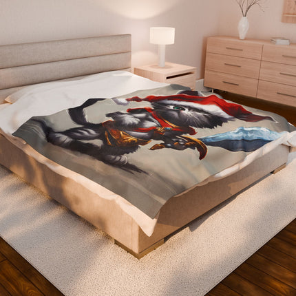 Christmas Blankets Kids Adults Blankets Velveteen Plush Blanket Cat Lovers Christmas Gift Santa Warrior Kitten Holiday Gift Cat Holiday Gift