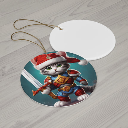 ARMORED KITTEN WARRIOR Christmas Ornament