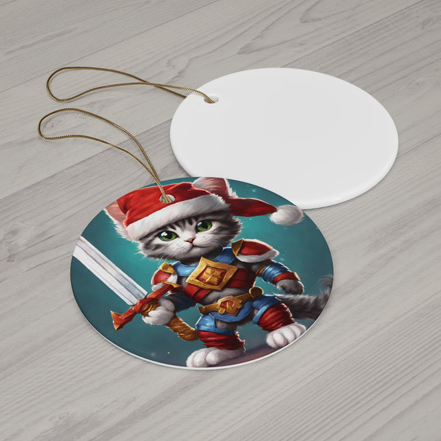 ARMORED KITTEN WARRIOR Christmas Ornament