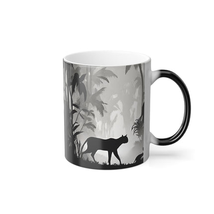 Color Changing Giraffe and Wild Cat Jungle Scene Coffee Mug