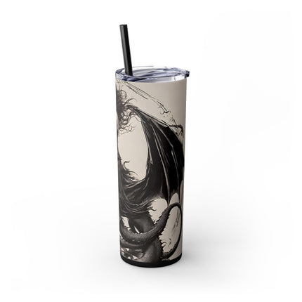 GOTHIC MEDIEVAL FLYING DRAGON Skinny Tumbler - Woman Beast Rider Dark Fantasy Cup