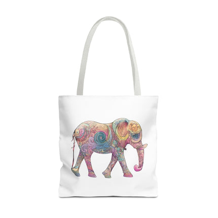 Elephant Lovers Tote | Majestic Color Pattern Custom Grocery Bag | Animal Gift Office Travel Carrier | Wild Woodland Business Traveler