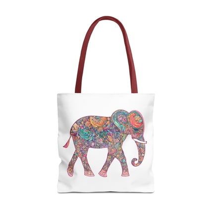 Elephant Gift Tote | Majestic Color Pattern Custom Grocery Bag | Animal Lovers Office Travel Carrier | Wild Safari Business Traveler