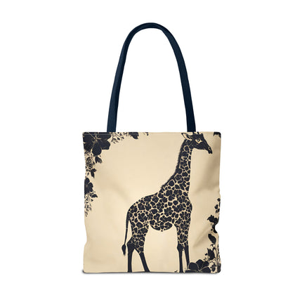 Giraffe Lovers Tote | Floral Safari Animal Grocery Bag | African Savanna Office Travel Carrier | Grassland Wood Forest Cotton Traveler