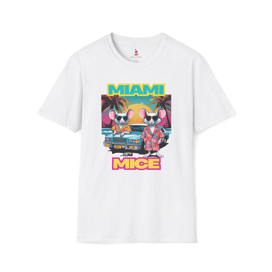 Miami Vice 80s TV Spoof T-Shirt, Funny Miami Mice Parody Shirt, Television Humor Tee, Unisex Softstyle Top, Retro Series Graphic Tee