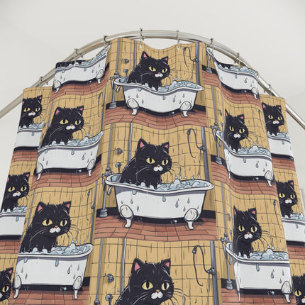 Cute Cats, Cat Bathing Shower Curtain, Cat Lovers Bathroom Decor, Gift for Her