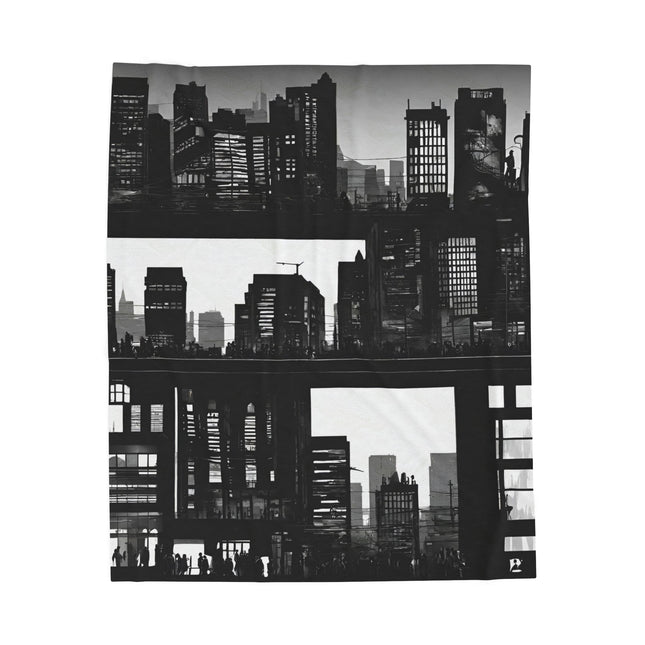CITY SKYLINE NIGHT Blanket - Big Skyscraper Comic Style Panel Cover
