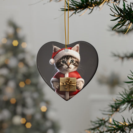 KITTEN CLAUS 2 Sided Holiday Ornament