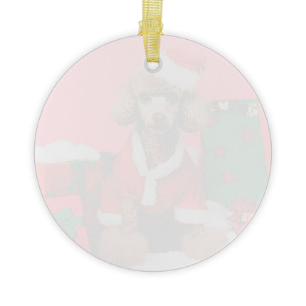 POODLE Glass Christmas Ornament
