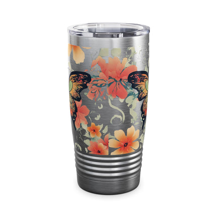 BUTTERFLY Tumbler - Flying Insect Flower Pattern Travel Mug