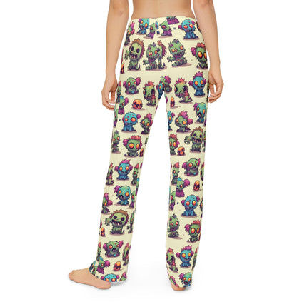 Kids Zombie Pajama Pants | Vintage 90's Style Retro Monster Gross Out Bed Time Wear | Cute Furry Fuzzy Yucky Beast Monsters Night Bottoms