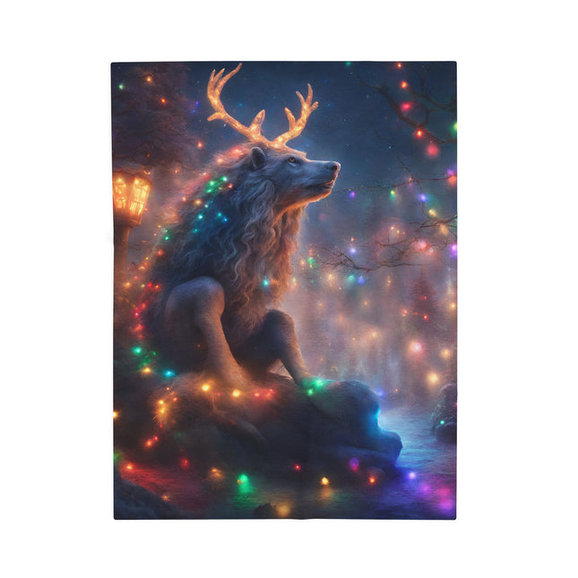 Mythical Beasts Christmas Blanket, Kids Adults Mystical Animal Plush Throw, Festive Fantasy Lovers Gift, Snow Creatures Holiday Twin Cover