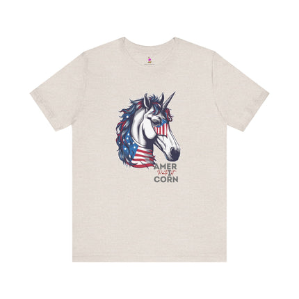 AMERiCORN PATRIOT Patriotic Unicorn T-shirt (No sleeve print) - Freedom Loving Unicorn Tee