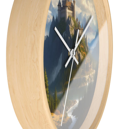 MEDIEVAL CASTLE FALLS Wall Clock - Waterfall Fantasy Landscape Decor