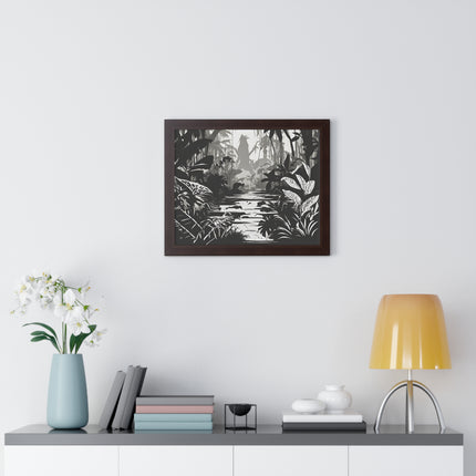 Wall Decor, Jungle Scene, Framed Wall Hanging, Black Shadow Print, Nature Scene Picture, Living Room Poster, Office Scenery