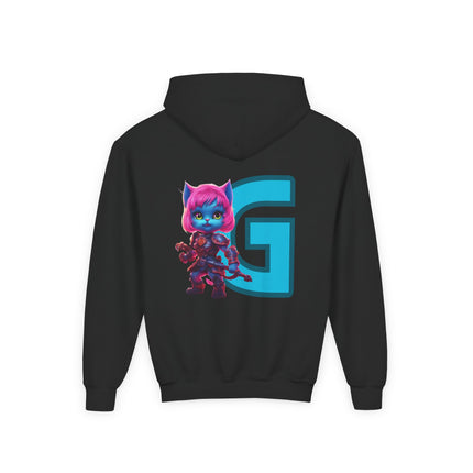 CUSTOM LETTER G WARRIOR CAT - Personalizable Girls Hoodie Sweatshirt