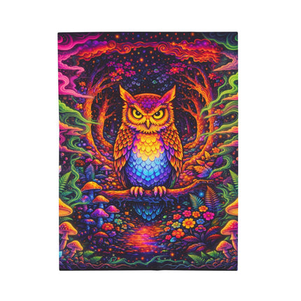PSYCHEDELIC FOREST OWL Trippy Mushroom Blanket