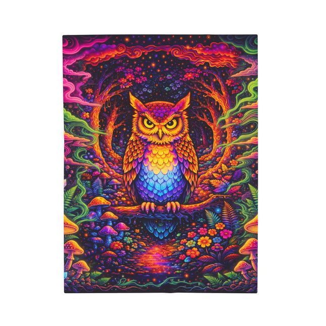PSYCHEDELIC FOREST OWL Trippy Mushroom Blanket