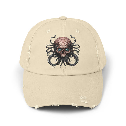 Alien Brain Robot Skull Hat, Contra Video Game Inspired Ball Cap, Metal Tentacle Cyborg Outer Space Bedroom Spring, Summer, Fishing Gift