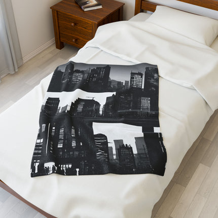 CITY SKYLINE NIGHT Blanket - Big Skyscraper Comic Style Panel Cover