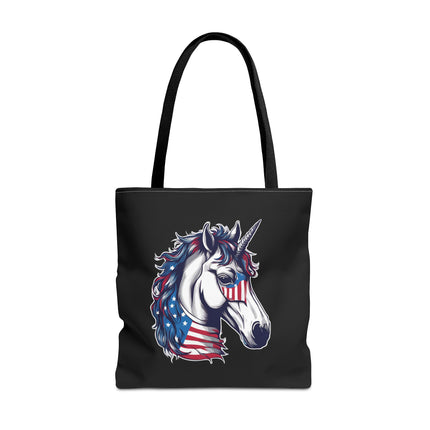 Patriotic Unicorn Gift Tote | American Flag Election Grocery Bag | United States Flag Freedom Lovers Office Travel Carrier | Patriot Sack