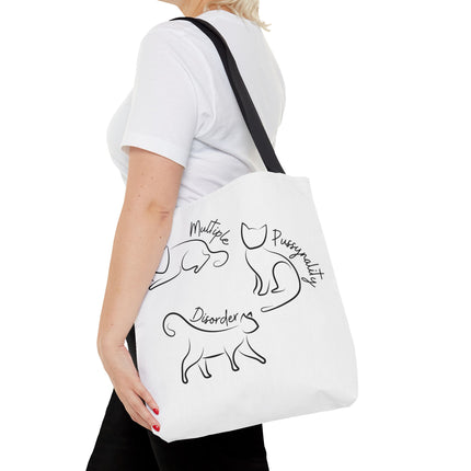 Cat Tote Bag | Cat Lovers Gift Bag | Multiple PUSSYNALITY Disorder Grocery Bag | Mental Health Humor | Two Sided Animal Owner Tote