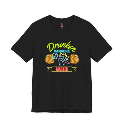 DRUNKEN KARAOKE MASTER Neon 80's Vibe T-Shirt - Funny Party Singer Tee