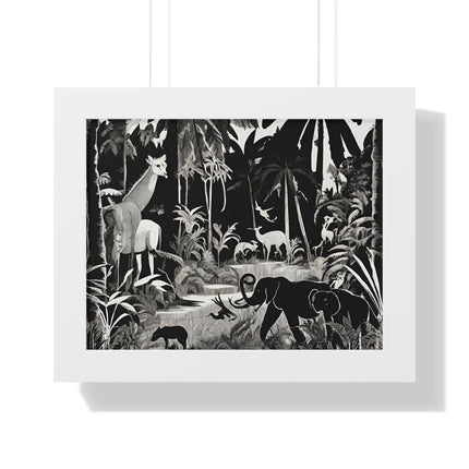 Animal Kingdom Print, Jungle Wall Decor, Elephant Picture, Shadow Wall Hanging, Giraffe Picture, Living Room Poster, Office Scenery