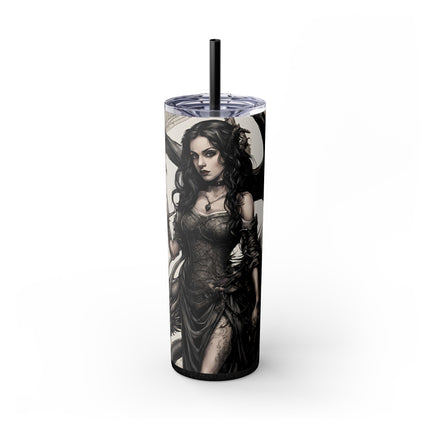 GOTHIC REPTILIAN MORPHING DRAGON LADY Skinny Tumbler - Dark Fantasy Cup