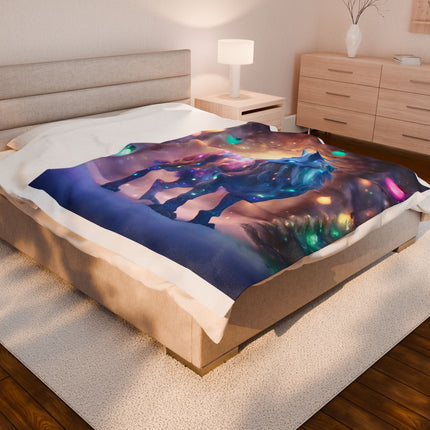 Mythical Beasts Christmas Blanket, Kids Adults Mystical Lights Plush Throw, Festive Fantasy Lovers Gift, Snow Creatures Holiday Twin Cover