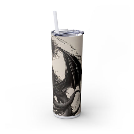 GOTHIC MEDIEVAL FLYING DRAGON Skinny Tumbler - Woman Beast Rider Dark Fantasy Cup
